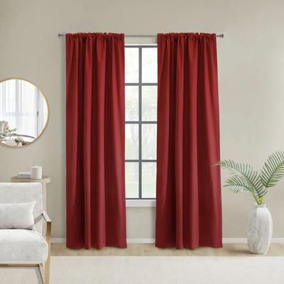 Wide Width Weathermate Topsions Room Darkening Curtain Panel Pair by Thermalogic in Burgundy (Size 80" W 63" L)
