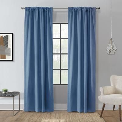 Wide Width Weathermate Topsions Room Darkening Curtain Panel Pair by Thermalogic in Blue (Size 80" W 63" L)