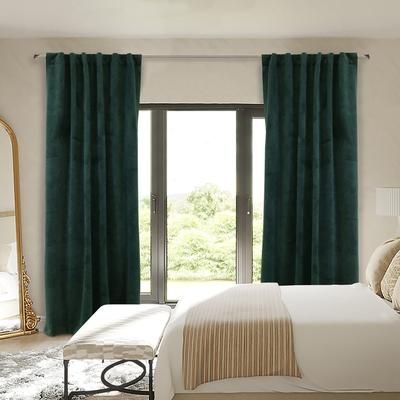 Wide Width Seren Room Darkening Dual Header Curtain Panel by Thermalogic in Green (Size 50" W 95" L)