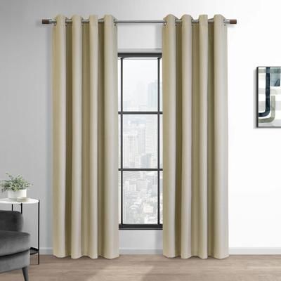 Wide Width Newberry Blackout Grommet Curtain Panel by Thermaplus in Linen (Size 52" W 84" L)