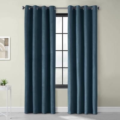 Wide Width Navar Blackout Grommet Curtain Panel by Thermaplus in Navy (Size 54" W 63" L)