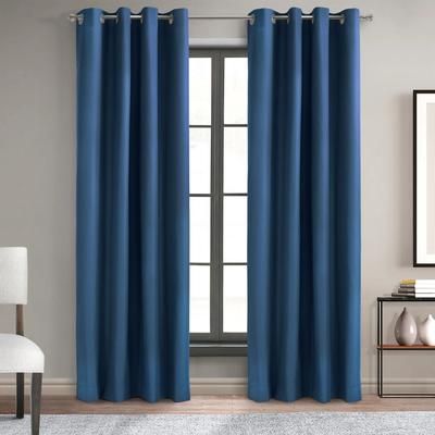 Wide Width Alpine Blackout Grommet Curtain Panel by Thermaplus in Navy (Size 52" W 84" L)