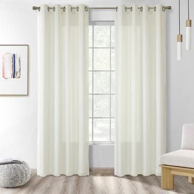 Wide Width Rhapsody Lined Light Filtering Grommet Curtain Panel by Thermavoile in Ivory (Size 54" W 63" L)