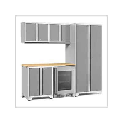 NewAge Garage Cabinets PRO Series Platinum 6-Piece Set with Bamboo Top
