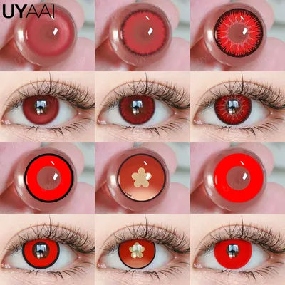 UYAAI 1 Pair Red Lenses Vampire Colored Lenses for Halloween Cosplay Eye Contacts for Hu Tao Anime Accessories for Chainsaw Man