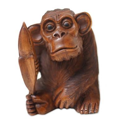 Orangutan,'Realistic Signed Hand Carved Sculpture of an Orangutan'