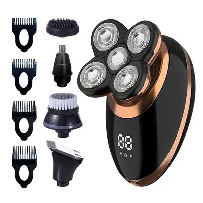 5 In 1 Electric Shaver For Men Bald Head Hair Clipper Nose Trimmer Floating 5 Blade Heads Shaving Beard Knife Rechargeable Razor