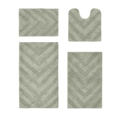 Hugo Collection 100% Cotton 4 Piece (17" X 24" | 20" X 20" | 21" X 34" | 24" X 40") Bath Rug Set by Homestyles in Sage