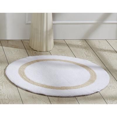Hotel Collection 100% Cotton 30" Round Bath Rug by Brylane Home in White Sand