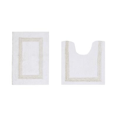 Hotel Collection 100% Cotton 2 Piece (17" X 24" | 20" X 20") Bath Rug Set by Brylane Home in White Ivory