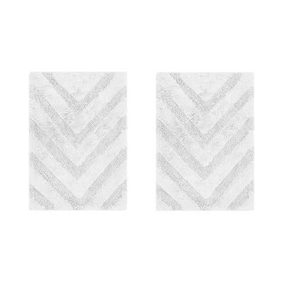 Hugo Collection 100% Cotton 2 Piece (17" X 24" | 17" X 24") Bath Rug Set by Brylane Home in White