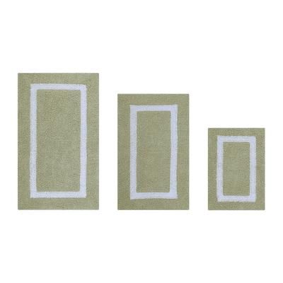 Hotel Collection 100% Cotton 3 Piece (17" X 24" | 21" X 34" | 24" X 40") Bath Rug Set by Achim Home Décor in Sage White