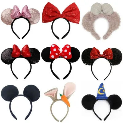 Disney parc d'attractions nœud à pois grande oreille cerceau de tête en peluche Mickey Mouse ornement de cheveux Mickey cerceau de cheveux Minnie