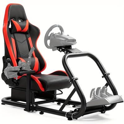 TEMU Racing Simulator Cockpit With Red Seat Fit Immersive Drive For Logitech// G29 T248 T300, Racing Steering Wheel Stand(wheel Pedal Handbrake Not Included)