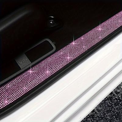 TEMU Car Door Sill Protector Tape – Self-adhesive Diamond Rhinestone Decoration And Protection Strip For Vehicle Left Side, Cut-to-size Plastic Material, 60cm Length