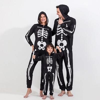 coppie teschio scheletro costume kigurumi pigiama halloween gruppo famiglia costumi bambini adulti unisex festa casa abbigliamento halloween carnevale costumi halloween facili