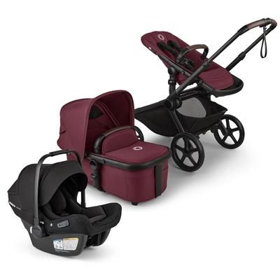 Bugaboo Kangaroo Complete + Turtle Air Shield By Nuna Travel System Bundle - Black / Dark Cherry / D