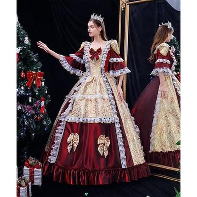 Gotico Vittoriano Ispirato al vintage Vestito Costume da festa Mascherata Principessa Shakespeare Tinta unica Abito da ballo Costume Per donna Halloween Carnevale San Valentino Festa serale Feste