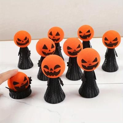 TEMU 10pcs Cute & Funny Pumpkin Jumping Finger Puppets - Perfect For Party Favors, Birthday Gifts & Goodie Bags