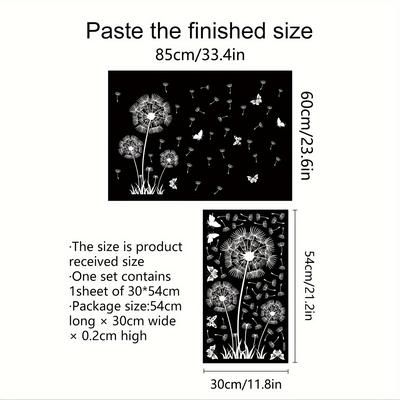 TEMU Contemporary Dandelion And Window Stickers - Polyvinyl Chloride Static Cling Decals, Reusable, Patterned With Embellishments, 5mil Transparent Film For Glass Door And Window Decor