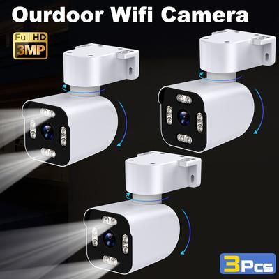 TEMU 3pcs 2k Hd Outdoor Wifi Cameras For Home Security, Indoor Ptz Camera Wireless Monitoring 360 View Home Door Surveillance, Wifi Smart Camera Full Color Night Vision Intelligent Ai Motion Detection