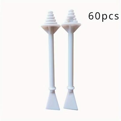 TEMU 60pcs Disposable Nose Wax Sticks - Easy-to-use Plastic Applicators With Spatulas For Efficient Nostril Cleaning & Nose Hair Removal, Ideal For Home Beauty