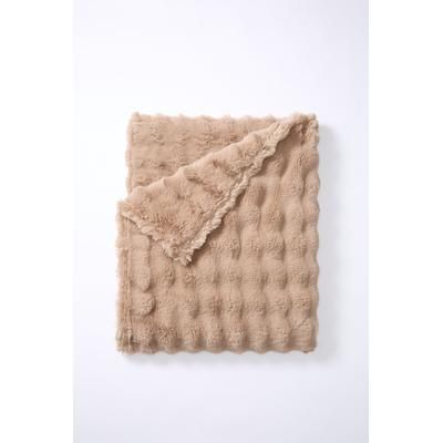 Cascade Ultra Fine Faux Fur Throw by BrylaneHome in Beige