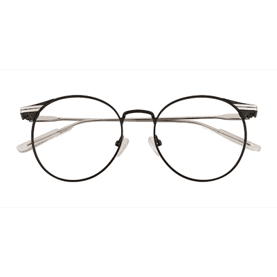 Unisex s round Black Silver Metal Prescription eyeglasses - Eyebuydirect s Mastery