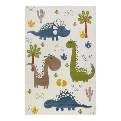 Tappeto per bambini con motivo di dinosauri beige, sabbia 120x170