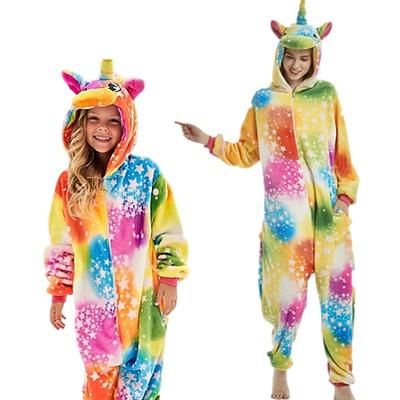 Costume da band di animali Unicorno Pigiama Kigurumi Pigiami e camicie da notte Costumi di Gruppo per Famiglie di Halloween Costume Divertente Bambini Adulti Unisex Uomini e Donne Ragazzi e Ragazze