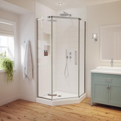 Swan SS-36NEO 36 x 36 Swanstone Corner Shower Pan with Center Drain in White SN00036MD.010