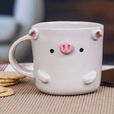 Piglet Morning,'Handmade 9 oz Ceramic Piglet Mug with Glossy Finish'