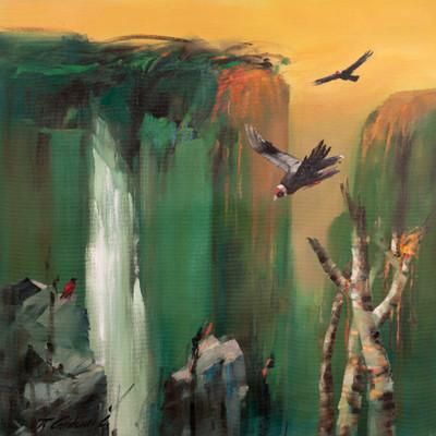 'Condor-Inspired Andean Landscape Oil Painting from Peru'