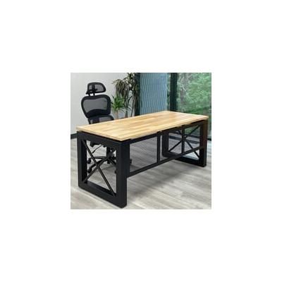 Xdustrial Series 66"W x 30"D Solid Hardwood and Black Frame Desk - Complete Office Series
