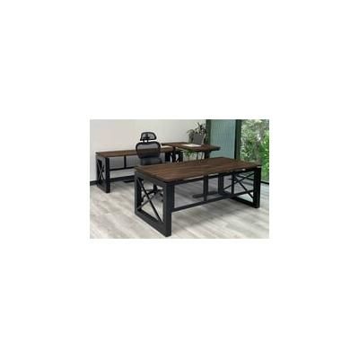 Xdustrial Series 71"W x 108"D Solid Wood Black Metal Frame U-Shaped Desk w/ Electric Lift