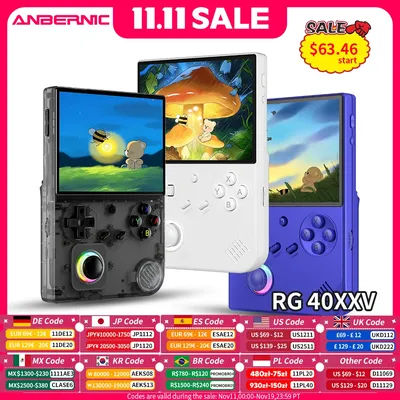 ANBERNIC RG 40XXV Retro Handheld Game Console 4.0 inch IPS Screen Linux 64bit System With RGB Light 64G Card 5000+ Games RG40XXV