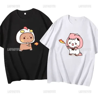 Kawaii Bubu Dudu t-shirt pour fille dessin animé Panda ours t-shirt femmes vêtements hommes été t-shirt style décontracté chemise Femme couverture en coton