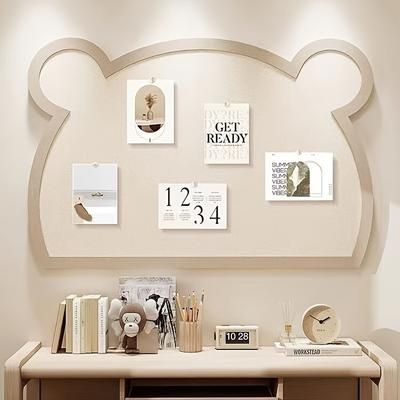 TEMU Bear-themed Self-adhesive Felt Wall Decal - Creative Bedroom & Living Room Decor, Cork Board Message Panel