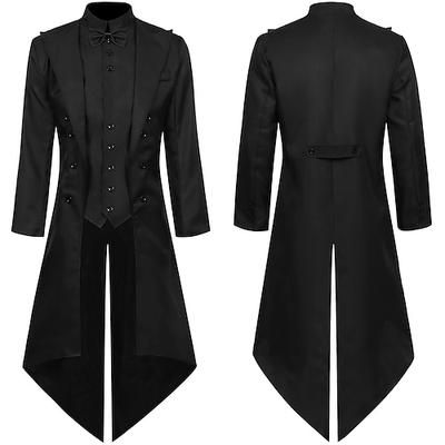 Vintage Punk Gotico 18° Secolo Cappotto Costume Cosplay Smoking Ebenezer Scrooge Dickens Vampiro Elfo Gentiluomo Ricamato Costume Per uomo Stile Steampunk Natale Halloween Carnevale Performance