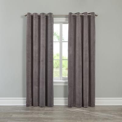 Wide Width BH Studio Velvet Grommet Panel by BH Studio in Gray (Size 50" W 84" L) Window Curtain