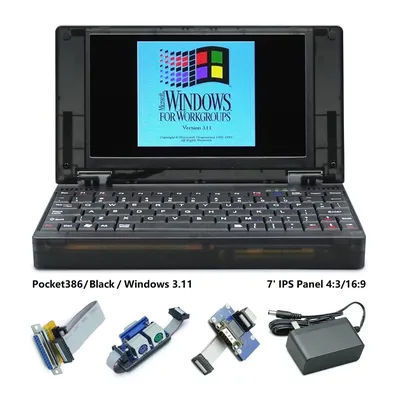 Pocket 386 Retro DOS Computer 386sx CPU Windows3.1/95 Hand386 Pocket386 Black