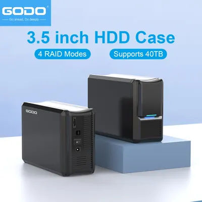 GODO 3.5 inch Dual Bay RAID Hard Drive Enclosure,USB3.0 to 3.5" SATA HDDs RAID External Enclosure,RAID 0/1/JBOD/PM Mode,Max 40TB
