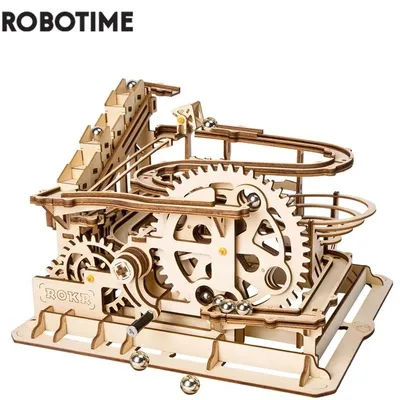 Robotime Rokr 3 Kinds Marble Run DIY Waterwheel Wooden Model Building Block Kits Assembly Toy Gift