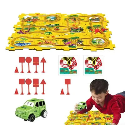 Puzzle Track Car Play Set DIY Puzzle Tracks Educational Preschool Toys Electric Montessori Toy For