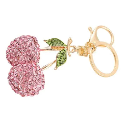 Crystal Rhinestone Cherry Keychains Fresh Cute Fruit Charm For Women Bag Pendant Keychain Girl Car