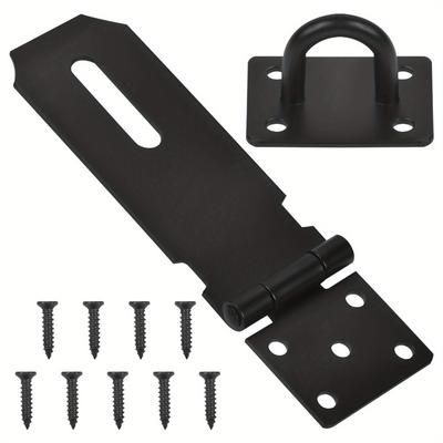 TEMU Stainless Steel Heavy Duty Padlock Hasp Set With Mounting Screws, Corrosion-resistant Security Hasp For Doors - Durable Locking Hardware For , Complete Installation Kit