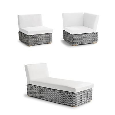 Brooke Hill Seating Replacement Cushions - Ottoman, Stripe, Resort Stripe Air Blue - Frontgate