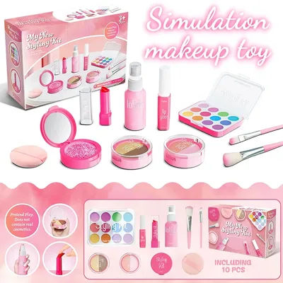 Pretend Makeup Toy Set For Girls, Children'S Performance Handbag,Princess Role Play Toy,Portable Design Princess Cosmetics Bag,