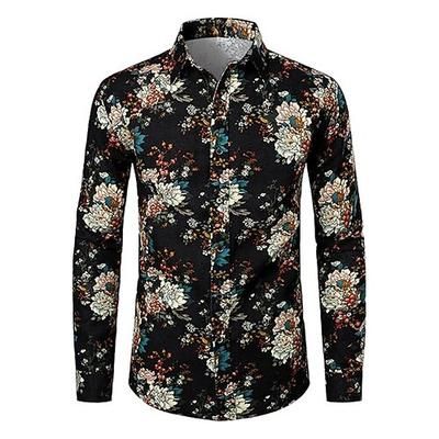 Retrò Vintage Anni '70 Camicia Hippie Floreale Costume Per uomo Giorno dei Re Halloween Carnevale Feste Festa / Sera Casual Quotidiano Adulti Camicia
