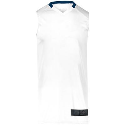 Augusta Sportswear 1730 Athletic Step-Back Basketball Jersey T-Shirt in White/Navy Blue size XL | Polyester